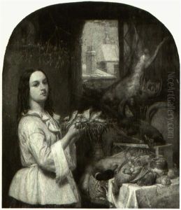 Lady Under The Mistletoe With Fish And Game by George Lance
