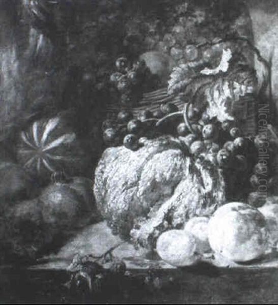 Still Life Of Fruits In A Basket Upon A Ledge - view 1