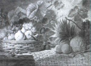 Still Life With Grapes, Pears, A Pineapple And Morning Glory by George Lance