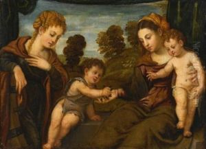 Madonna And Child With Saint Catherine And The Infant Saint John The Baptist by Polidoro De Renzi