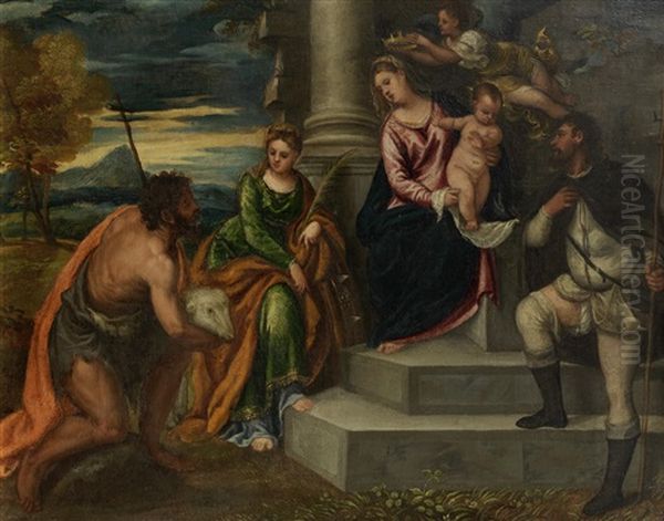 A Sacra Conversazione With Saints John The Baptist, Catherine And Roch - view 1