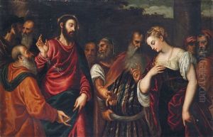 Christus Und Die Ehebrecherin by Polidoro De Renzi