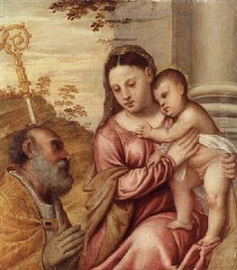 The Madonna And Child Appearing To A Bishop