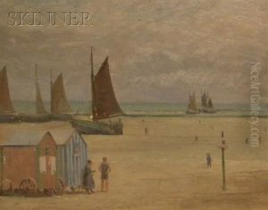 View Of A French Beach by Frank Von Der Lancken