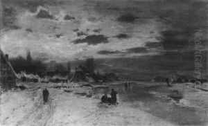 Ein Winterabend Am Niederrhein by Ludwig Lanckow