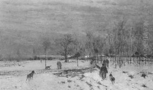 Heimkehr Der Jager Am Winterabend by Ludwig Lanckow