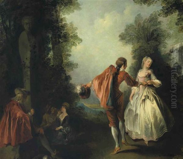 Elegant Figures Dancing In A Wooded Landscape - view 1