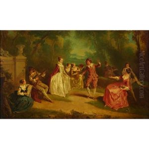 Fete Galante; And A Companion (pair) by Nicolas Lancret