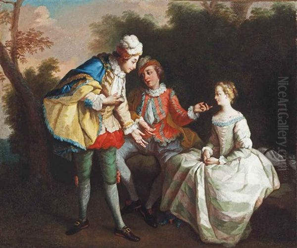 Elegant Company Conversing In A Garden - view 1