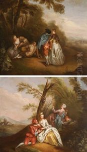 Gegenstucke: "l'escarpolette" Und "fete Champetre" by Nicolas Lancret