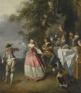 Fete Champetre With A Dancing Couple by Nicolas Lancret