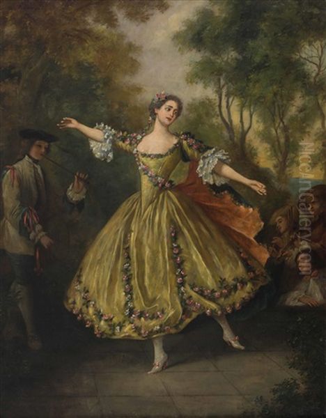 Mademoiselle Camargo Tanzend In Landschaft Mit Gesellschaft - view 1