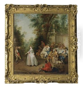 Scene De Dejeuner Dans Un Parc by Nicolas Lancret
