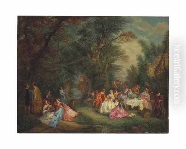 Fete Champetre With A Couple Dancing; A Companion Painting (2 Works) - view 1