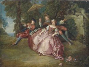 Galante Szene Im Park by Nicolas Lancret