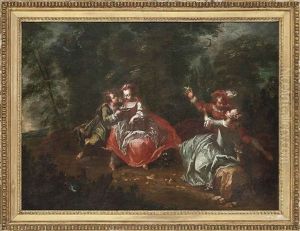 Two Amorous Couples In A Landscape by Nicolas Lancret