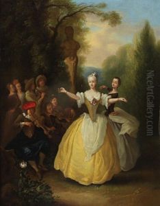 An Elegant Garden Party (pair) by Nicolas Lancret