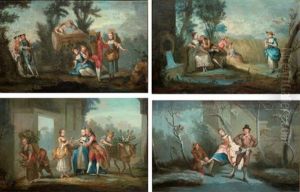 Les Quatre Saisons (4 Works) by Nicolas Lancret