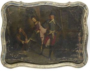 Dessus De Porte, A Decor De Scene De Patinage by Nicolas Lancret