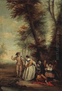 A Fete Galante (+ A Companion Painting; Pair) by Nicolas Lancret