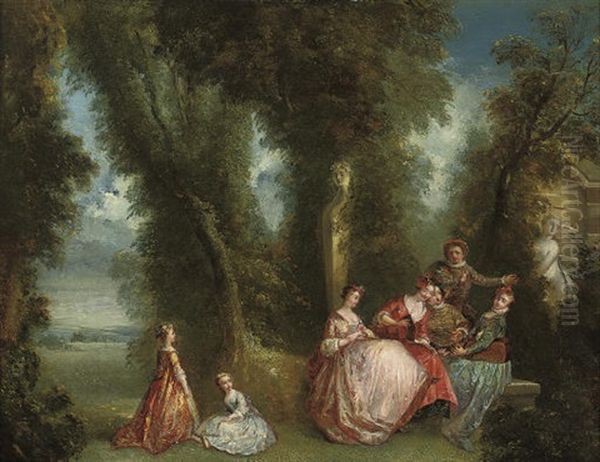 A Classical Landscape With Elegant Company Making Music - view 1