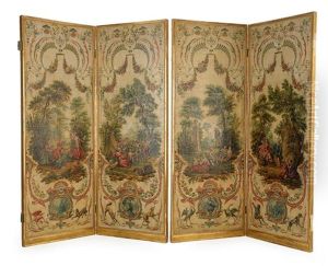 Pastorala Landskap Med Figurstaffage (4-part-screen)