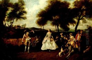 The Coquettish Dance In The Woods (schoferszene) by Nicolas Lancret