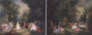 Fete Champetre With A Couple Dancing by Nicolas Lancret