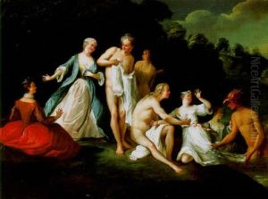 An Elegant Company Bathing by Nicolas Lancret