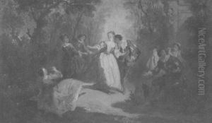 Hofdamen Und Kavaliere Beim Koketten Spiel by Nicolas Lancret