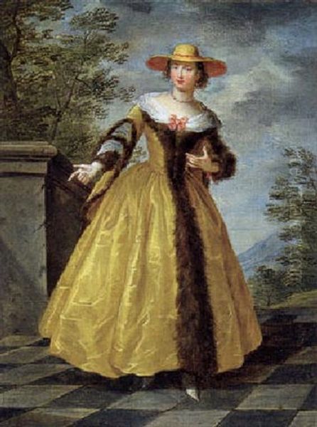 Junge Dame Auf Einer Schlosterasse - view 1