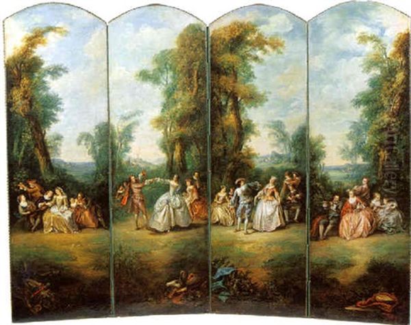 Scene Galante Dans Des Paysages Boises - view 1