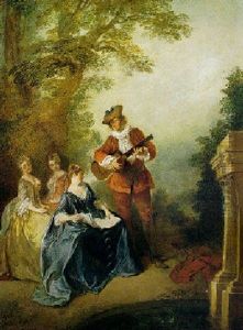 Musical Party By A Fountain In A Park by Nicolas Lancret