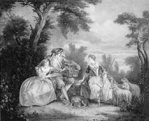 Elegante Gesellschaft In Einem Park by Nicolas Lancret