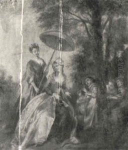 Elegant Ladies Serenaded By Musicians by Nicolas Lancret