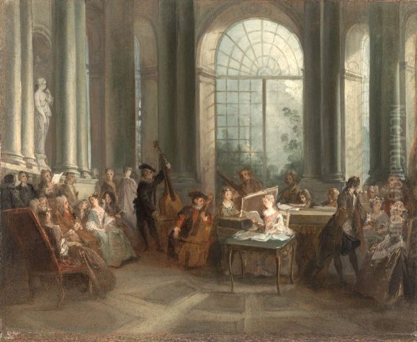 Concert In The Oval Salon Of Pierre Crozat's Chateau At Montmorency - view 1