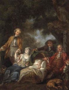 Familie In Einer Parklandschaft Familie In Einer Parklandschaft