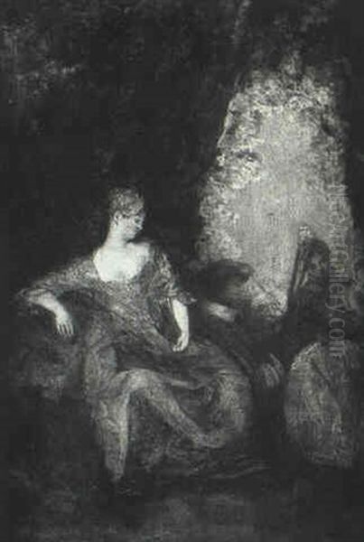 Elegant Figures Seated In A Wooded Setting - view 1