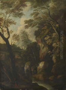Felslandschaft Mit Figurenstaffage. by Joachim-Franz Beich