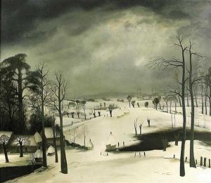 Grand Paysage De Neige (environ De Aerseele) by Gaston (Th.-G.) van Landeghem