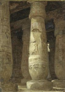 Egyptian Street Scene; Egyptian Column, A Pair Egyptian Street Scene; Egyptian Column, A Pair
