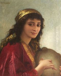 Portrait De Bohemienne by Charles Zacharie Landelle