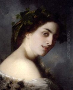 Portrait Of A Lady Wearing A Coronet Of Ivy And A Fur Wrap Portrait Of A Lady Wearing A Coronet Of Ivy And A Fur Wrap