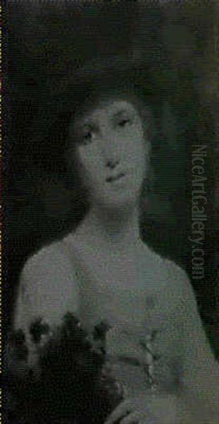 Young Girl With Flowers - view 1
