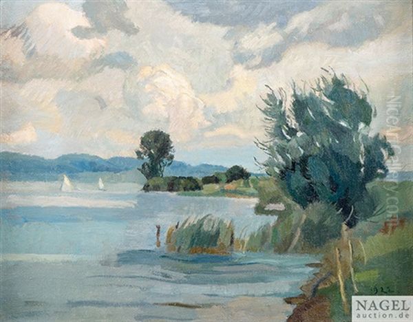 Landschaft Am Ammersee Mit Segelbooten, 1922 - view 1