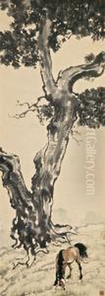 Grazing Under The Tree - view 1