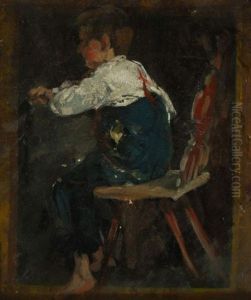 Sitzender Knabe Auf Stuhl by Christian Landenberger