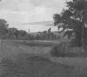Landschaft Am Ammersee Mit Baumgruppen