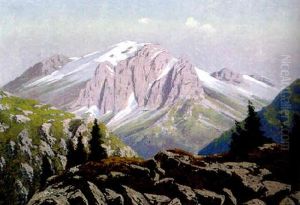 Spatsommerliche Landschaft Mit Marmolata In Den Dolomiten by Ernest de Landerset