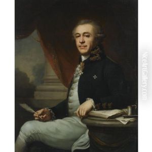 Portrait Of A Knight Of The Order Of Saint John (malta) Seated Beside A Stone Ledge, Wearing A Green Coat And A White Waistcoat, Holding A Quil And A Book Portrait Of A Knight Of The Order Of Saint John (malta) Seated Beside A Stone Ledge, Wearing A Green Coat And A White Waistcoat, Holding A Quil And A Book